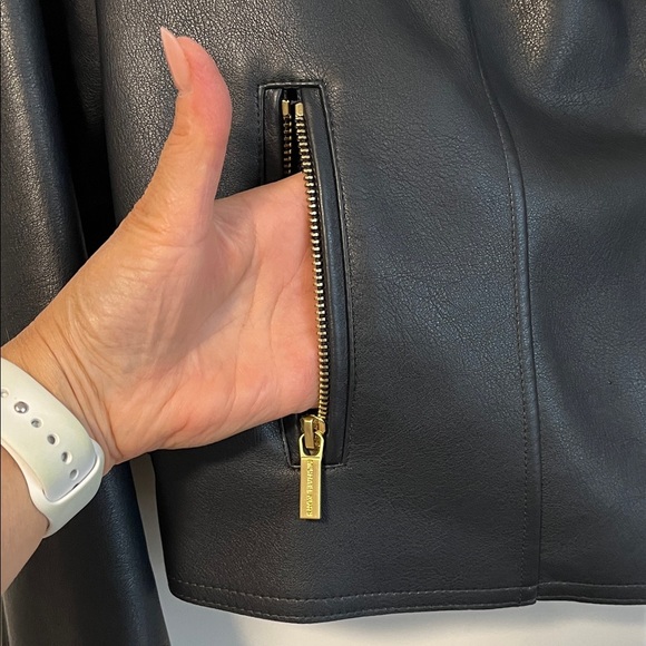 MICHAEL Michael Kors NWOT Navy Moto Jacket Gold Button, Size M - Picture 11 of 11